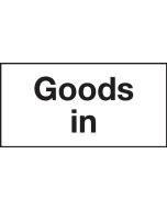 "Goods In" catering door sign. 100x200mm. S/A