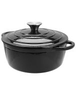 Black Cast Iron Round Casserole Pot 24 x 12 cm 3.5L Sunnex CSTCA24K