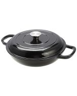 Black Cast Iron Shallow Round Casserole Pot 27 x 5.5 cm 3.5L Sunnex CSTCA27K