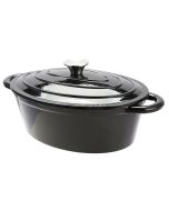 Black Cast Iron Oval Casserole Pot 29 x 20 x 11 cm 3.5L Sunnex CSTOCA24K