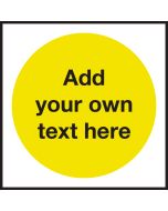 Hazard & Warning Create Your Own Catering Sign - Add Your Own Text 100x100mm