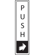 Push vertical with symbol. Black on white. F/M