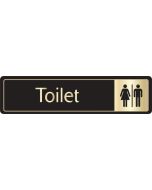 Toilet with symbol. Gold on black. F/M