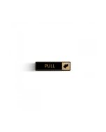 Pull Horizontal with Symbol Door Sign - Gold on black