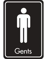 Gents symbol with text. White on black. F/M