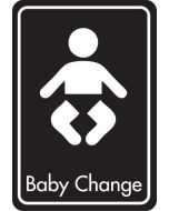 Baby change symbol with text. White on black. F/M