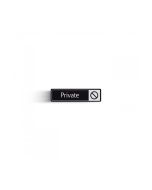 Private with Symbol Door Sign - White on black