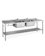 Parry Double Bowl Double Drainer Sink - Stainless Steel  L2400 x W700 x W900 - SINK2470DBDD