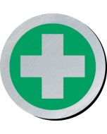 First aid symbol 75mm disc silver finish