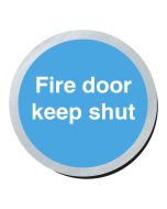 Fire door keep shut 75mm disc silver finish