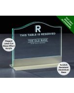 Emerald Monument Reserved Table Sign - Laser Etched Green Tint Glass Effect Acrylic