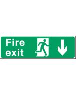 Fire exit arrow down.150x450mm S/A