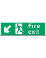 Fire exit arrow down left. 150x450mm F/P