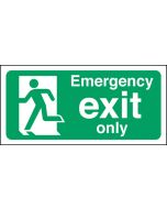 Emergency exit only man Left. 150x300mm F/P