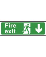 Large Fire exit arrow down. 400x1200mm . E/R