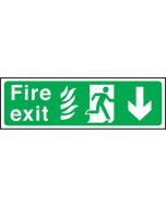 Fire exit arrow down Hospital. 150x450mm P/L