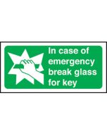 In case of emergency break glass for key. 100x200mm F/P