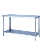 Parry FTAB - Stainless Steel Flatpack Table With Shelf - 600(W) x 600(D) x 900(H) mm