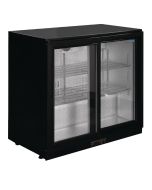 Polar GL010 Back Bar Cooler with Sliding Doors in Black 198Ltr