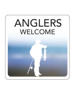 Anglers Welcome Hospitality Window Sticker. 150x150mm