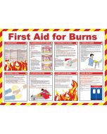 First aid for burns poster. 420x590mm