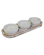 White Washed Wooden Dips Tray NAT-DTW