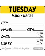 50mm Tuesday  Removable Day Label (500) - Genware