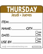 50mm Thursday Removable Day Label (500) - Genware