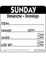 50mm Sunday Removable Day Label (500) - Genware