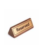 Rustic Wooden Reserved Table Notice - With Brushed Gold Aluminium Plate