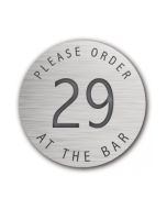 Table Number Discs Silver for Restaurant / Cafe / Pub - Please Order At The Bar - Singles