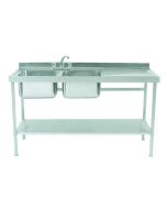 Parry Double Bowl Right Hand Drainer Sink - Stainless Steel L1500 x W600 x W90 - SINK1560DBR