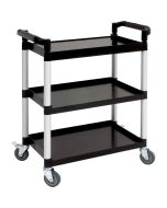 Genware Small 3 Tier Pp Trolley Black Shelves