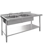 Vogue Stainless Steel Sink Double Bowl with Right Hand Drainer 1800mm - U908