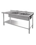 Vogue Stainless Steel Sink Double Bowl with Left Hand Drainer 1800mm - U909