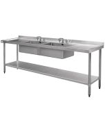 Vogue Stainless Steel Sink Double Bowl and Double Drainer 2400mm - U910